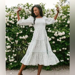 Ivy City Co White Pleated Midi Sundress